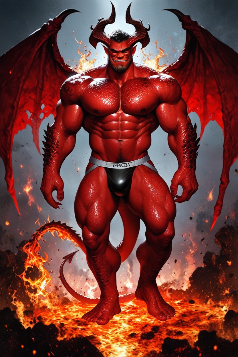Demonic Horns, Hunky, Manly AI Gay Porn