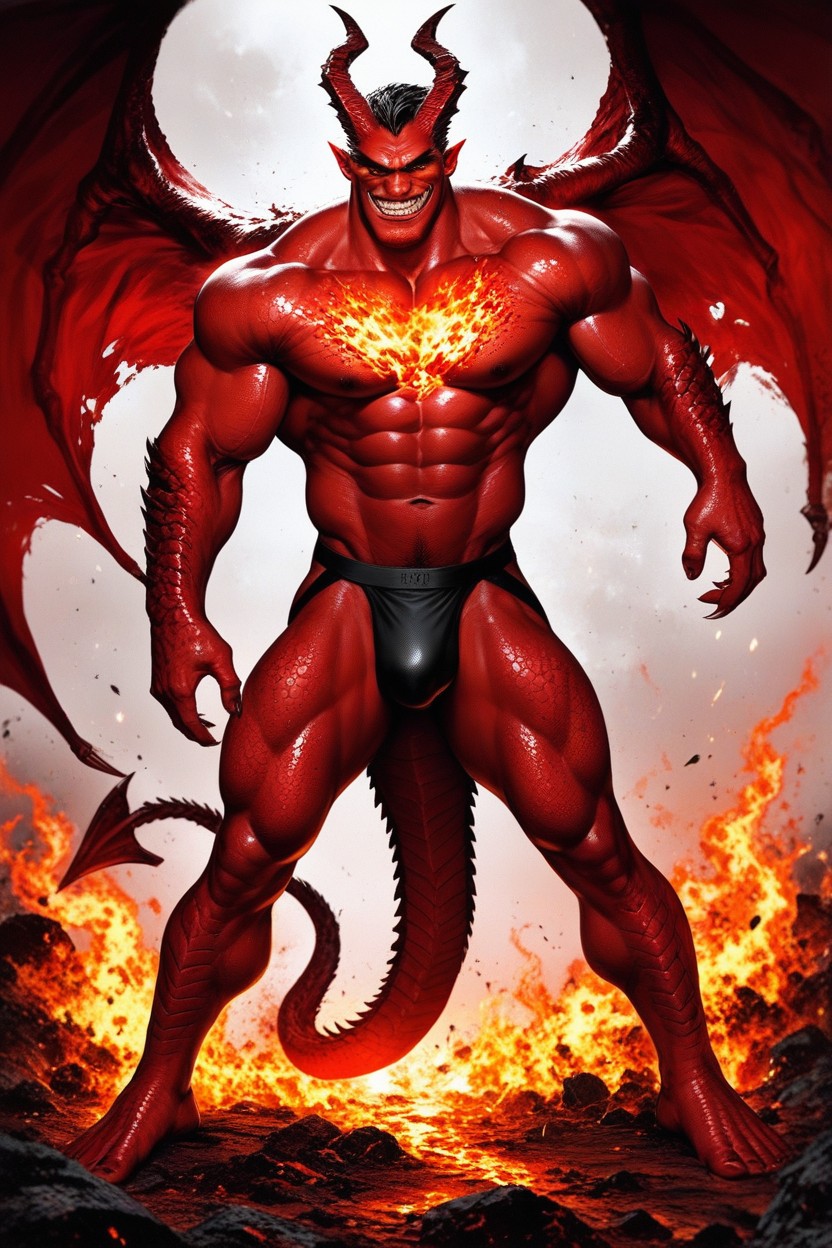 Wanton, -person, Body Covered In Red Scales AI Gay Porn