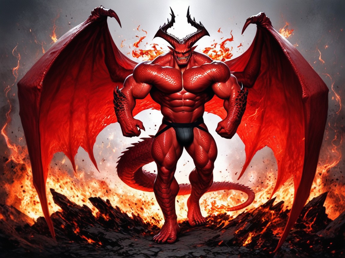 Full Body Shot, Red Scaly Tail, Draconic Porno gay IA