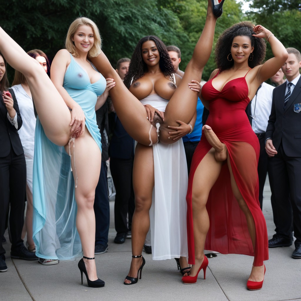 Voluptuous Body, Dripping Cum, Light Skin African AI Porn