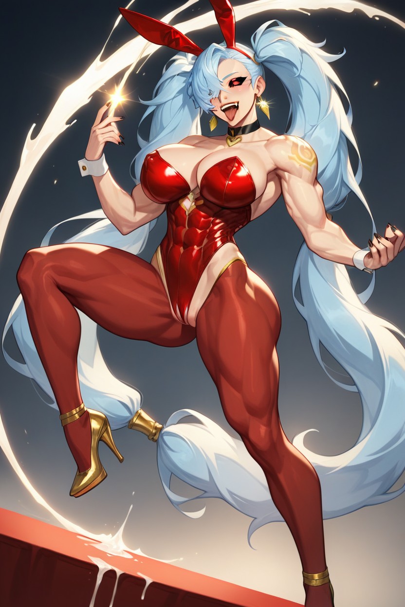 Colored Sclera, Sexy Gold Heels, Score Hentai AI Porn