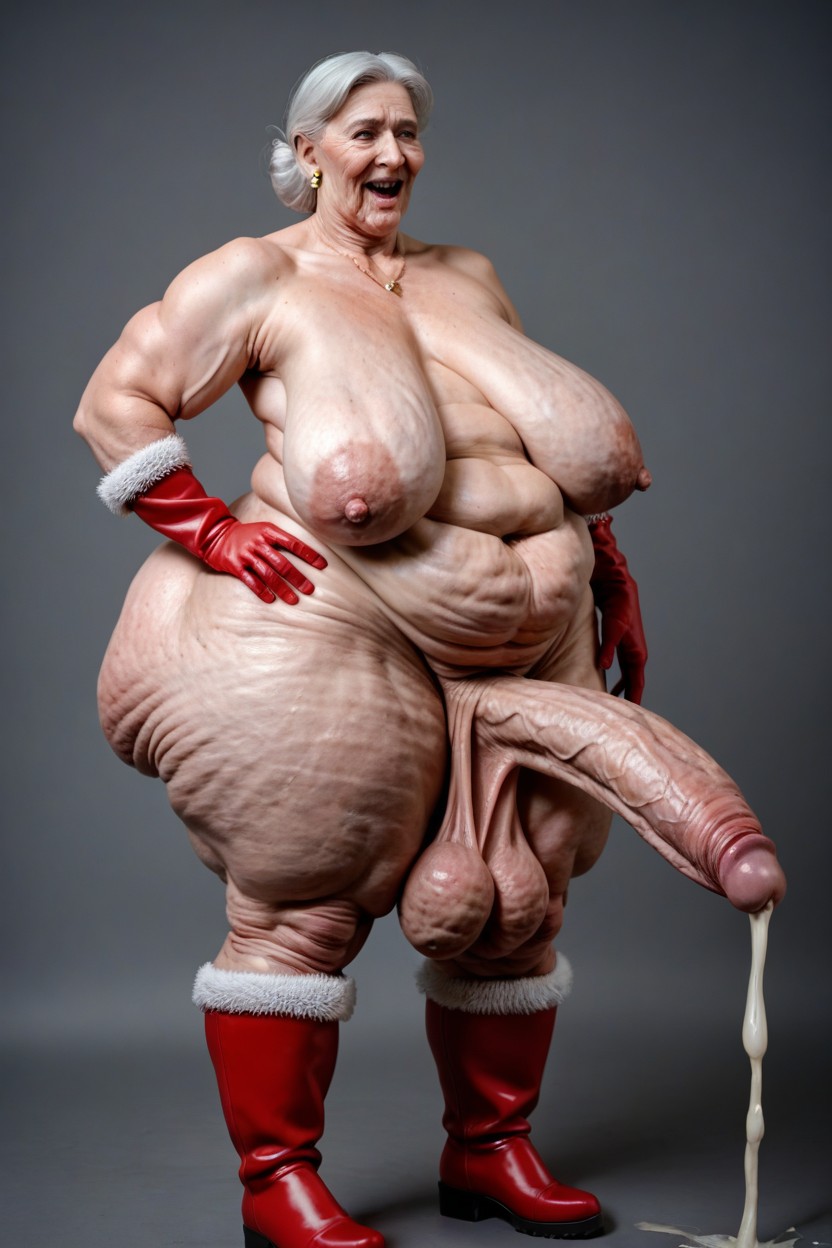 Wrinkled Skin, Cellulite Legs, Low Hanging Balls Shemale AI Porn
