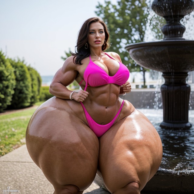 Muscular Striated, Waterfalls, Very Long Hair AI Porn