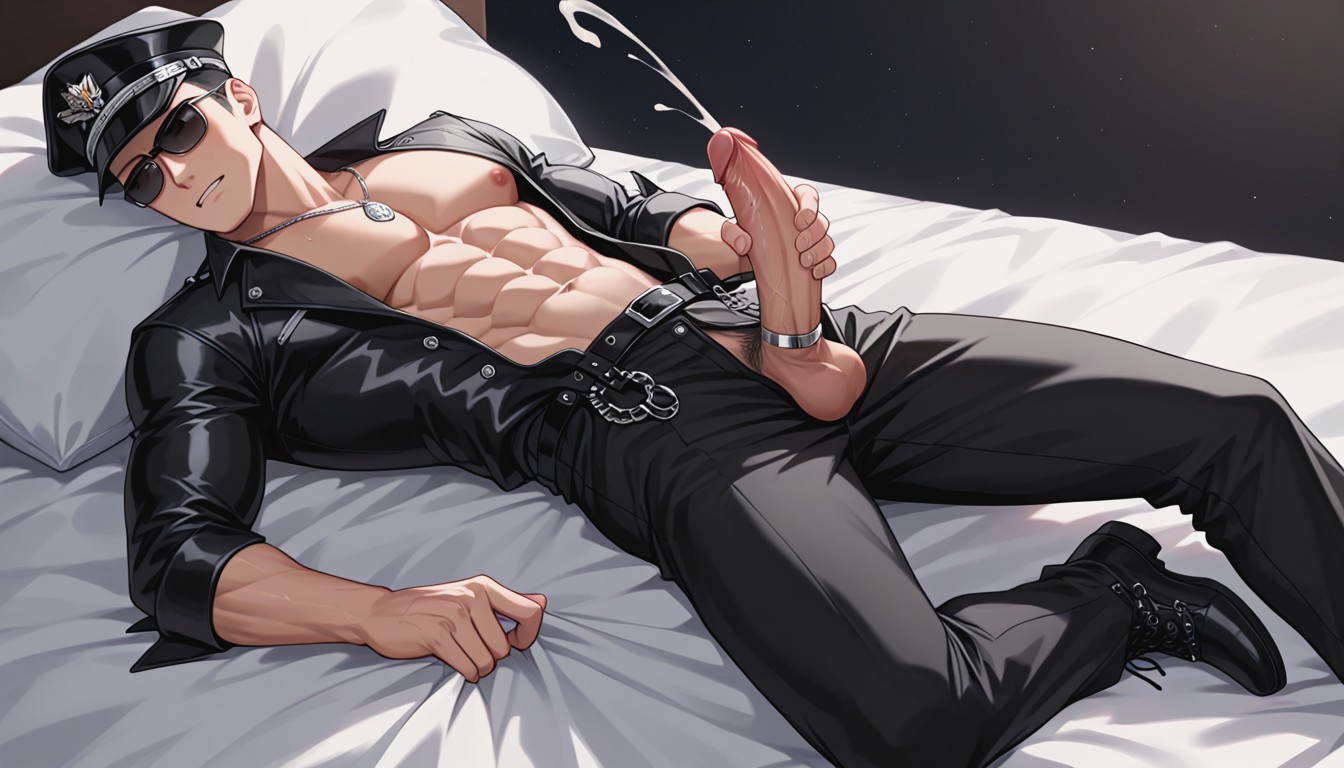 Full Body View, Fit Body, Black Fingerless Gloves On Both Hands AI Gay Porn