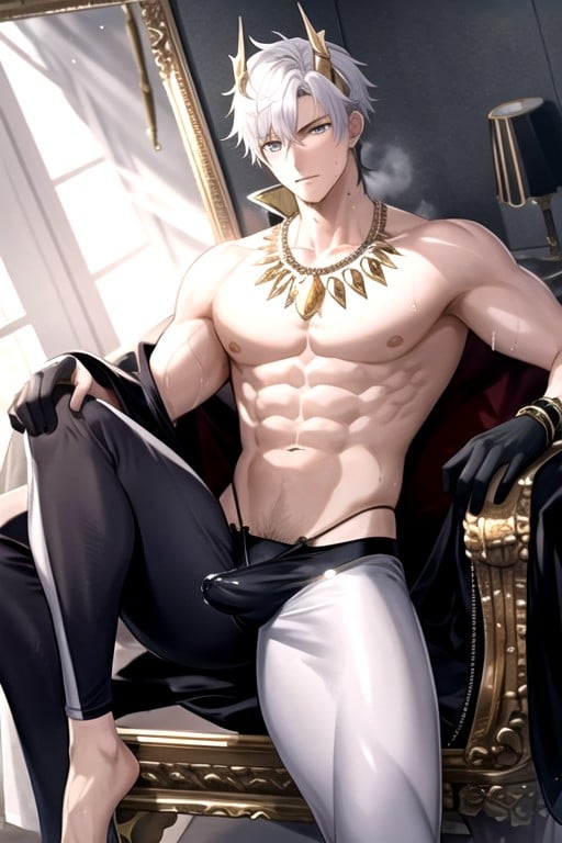 Wearing Skimpy Ancient Roman Clothes, Big Dic, He Has Pure Shiny White Skin AI Gay Porn