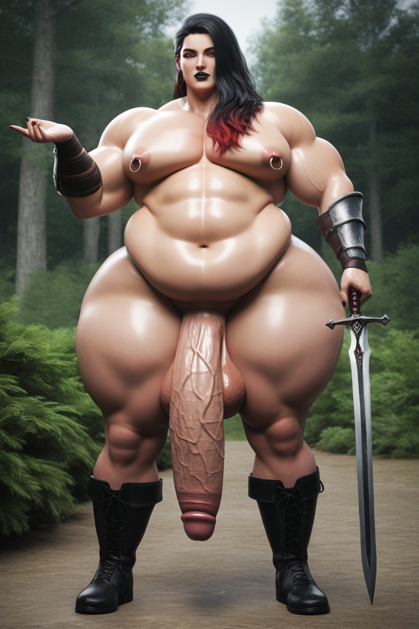 Thick Fat Body, Black Lipstick, Cock Longer Than Leg AI Gay Porn