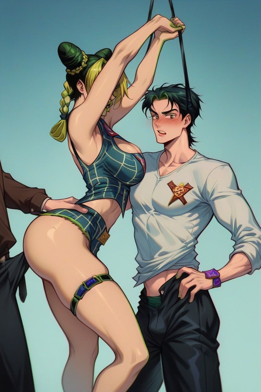 Jolyne Gets Her Ass Groped By Man, Soft Light, There's Only One Man Hentai AI Porn