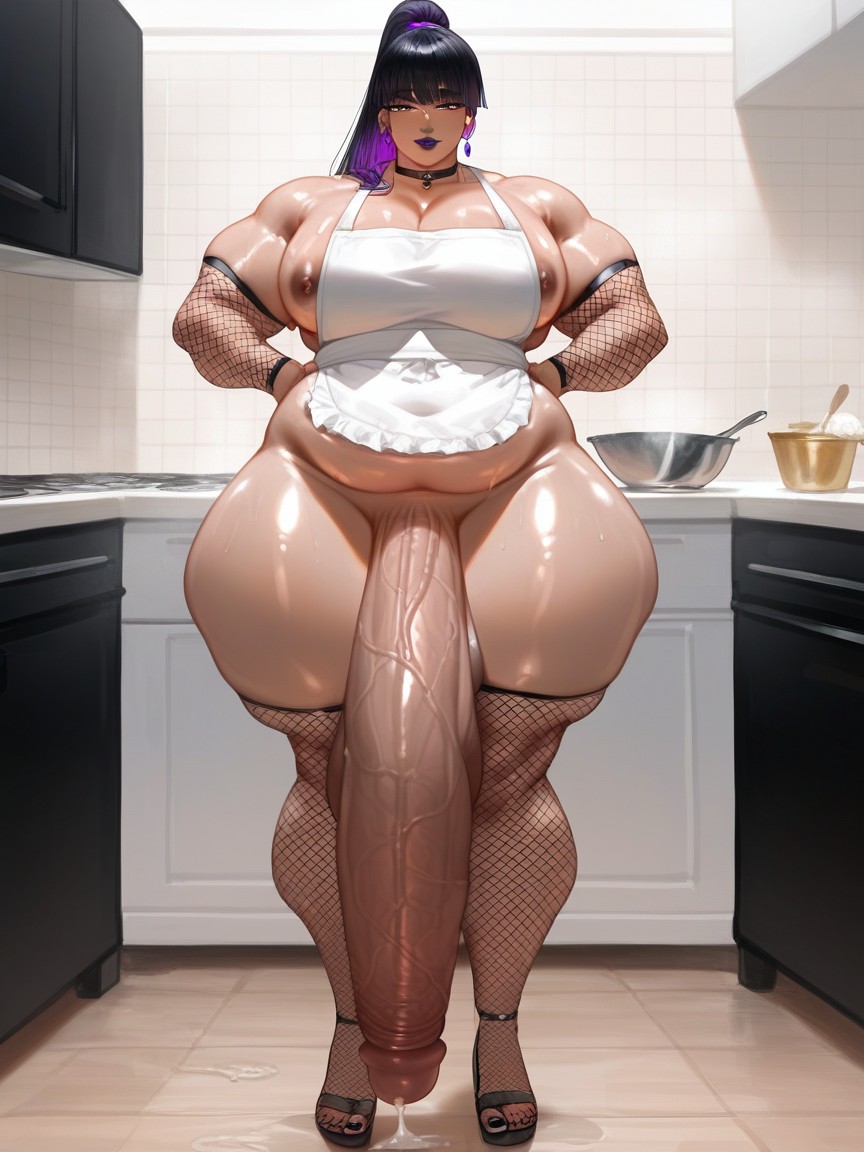 Veiny Penis, Hyper Penis Length, Multi Colored Hair AI Gay Porn