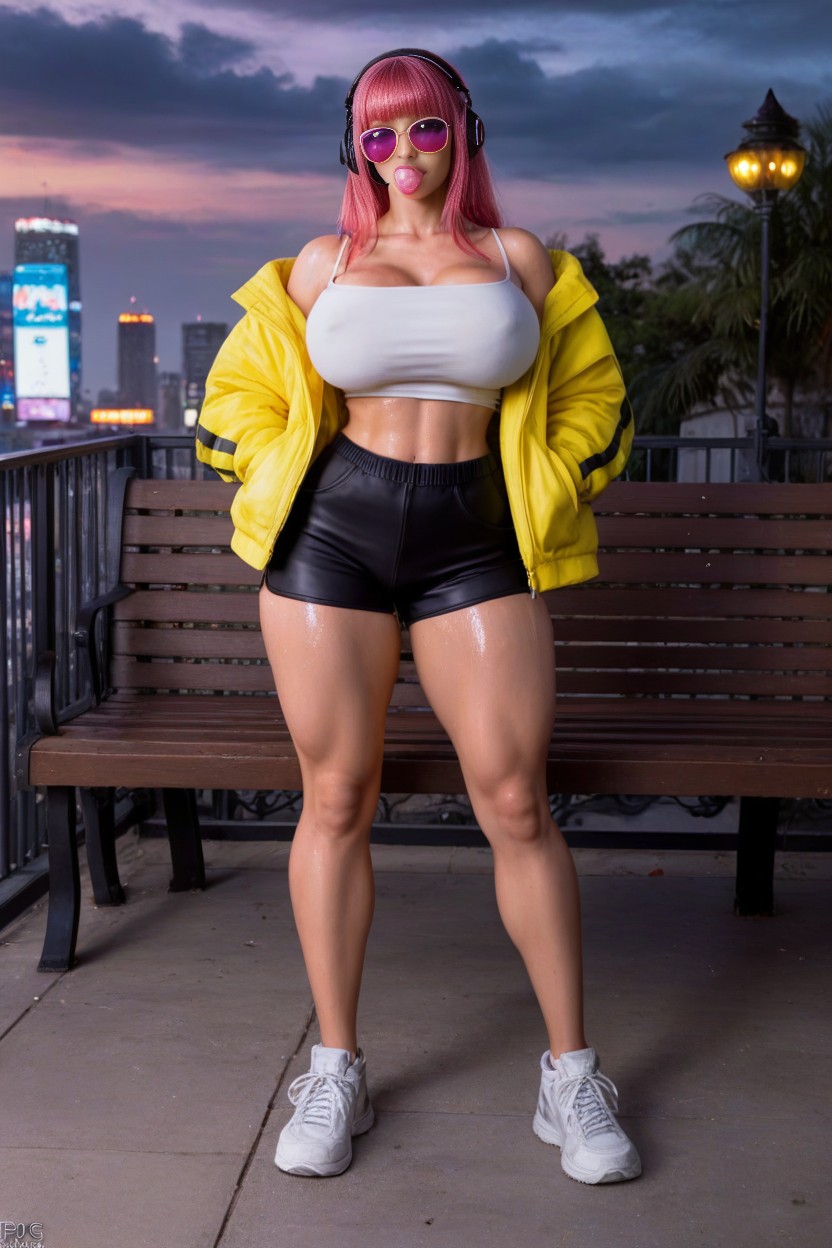 Pink Sunglasses, Booty Shorts, Hand In Pocket AI Porn