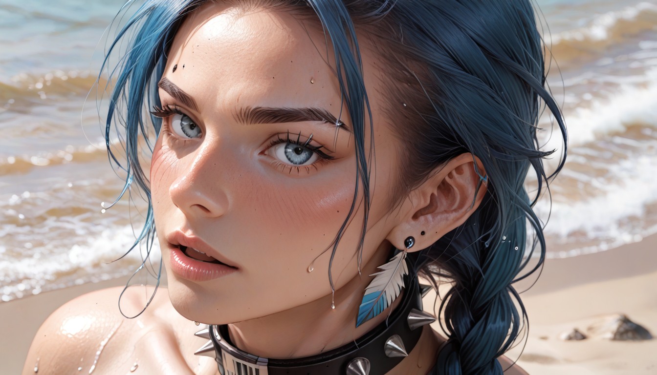 Touching Face, Wet Hair, 18+ AI Porn