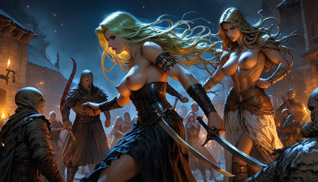 Warrior, Night, Defiant Look AI Porn
