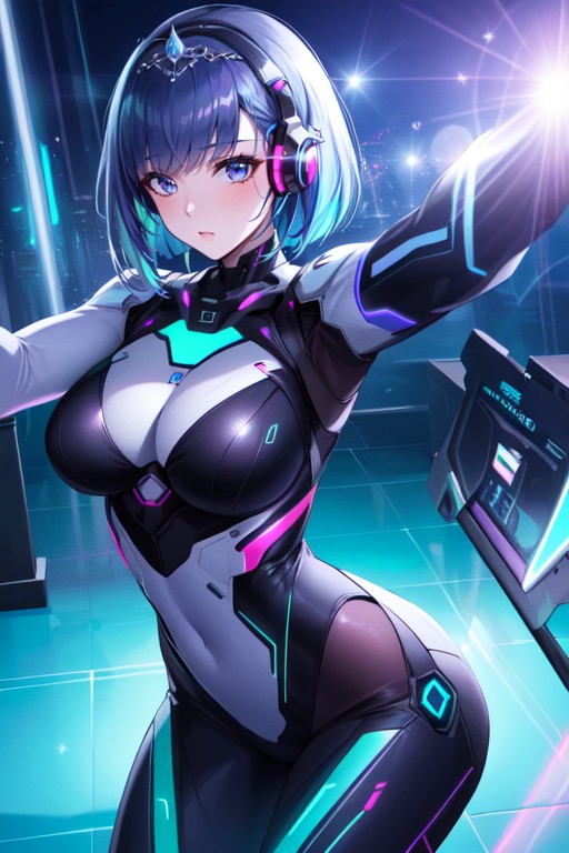 Bangs, Headphones On Cyborg Dj, 18+ Hentai AI Porn