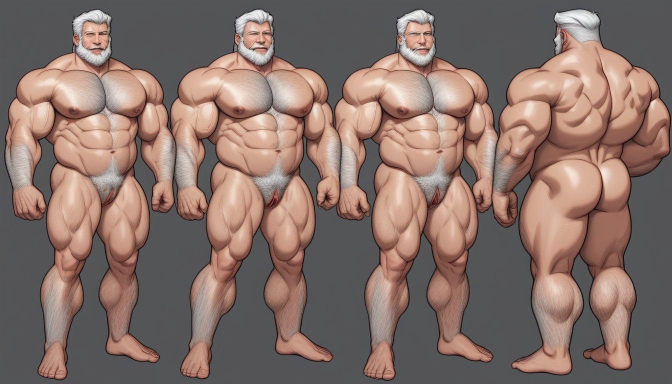 Very Thick Calves, Completely Extended Legs, White Pubic Hair AI Gay Porn