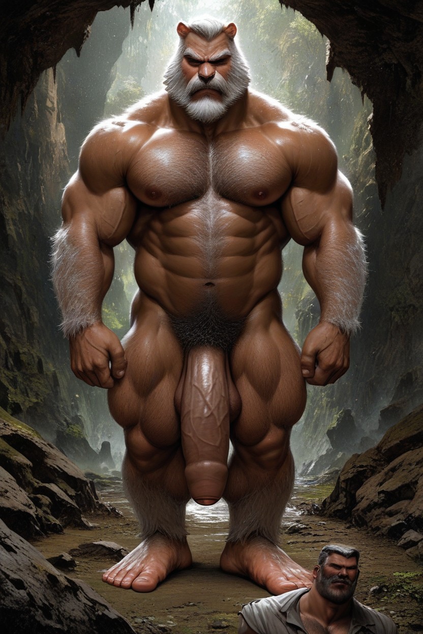 Caveman, Bowing Down, Hirsutism AI Gay Porn