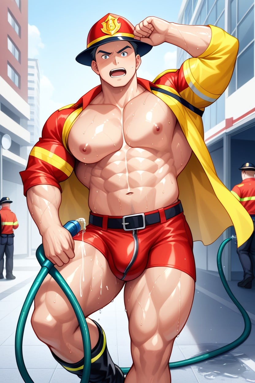 High Detail, City, Huge Pecs AI Gay Porn