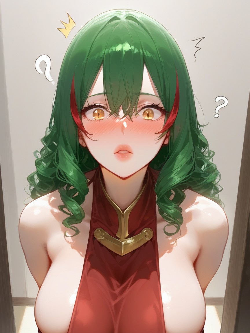 Wide Hips, Strait Hair, Green Hair With Red Under Highlights Hentai AI Porn