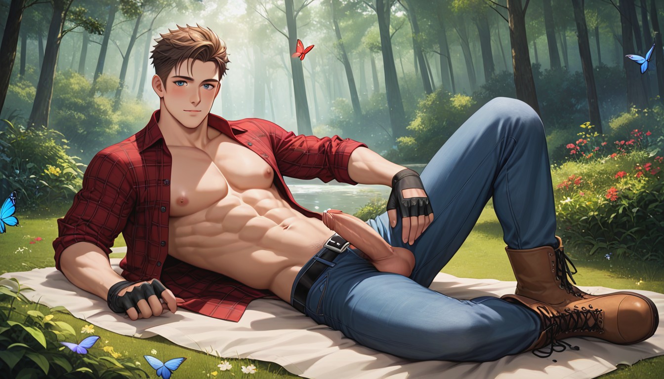 Showing Chest And Abs, Six Pack Abs, Showing Penis AI Gay Porn