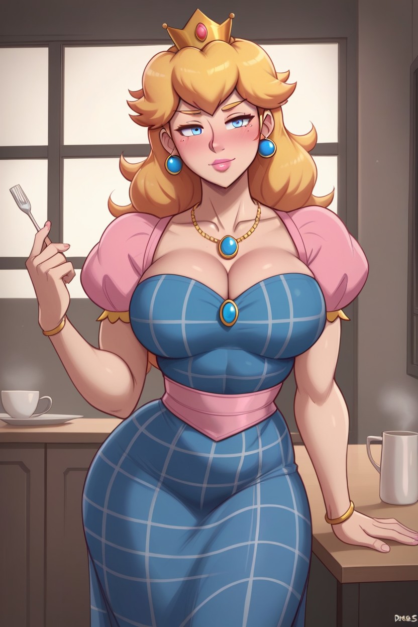 Dress, Leaning On The Table Pose, Necklace Hentai AI Porn