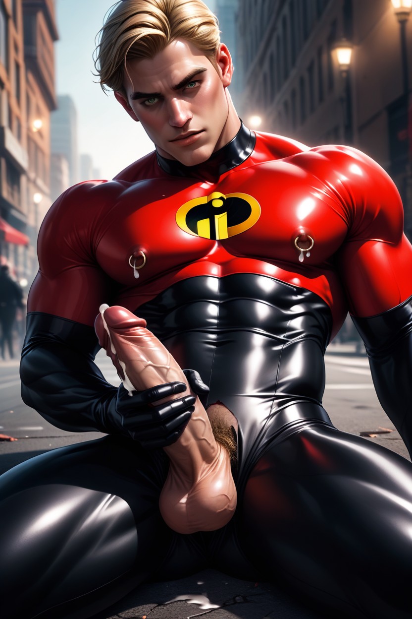 Cock Is Dripping Cum, He Is Sexy, Wide Angle AI Gay Porn
