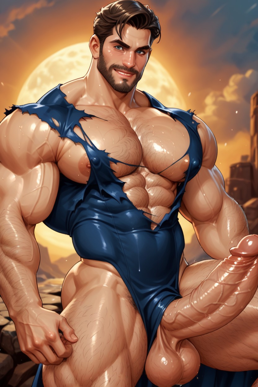 Wet, Hairy Body, Veiny Muscles AI Gay Porn