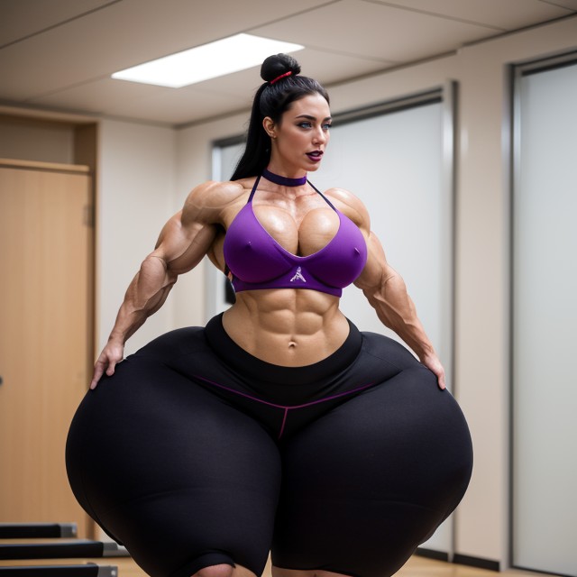 Thick Lips, Hyper Gigantic Massive Muscles Women, Eight Feet Tall AI Porn