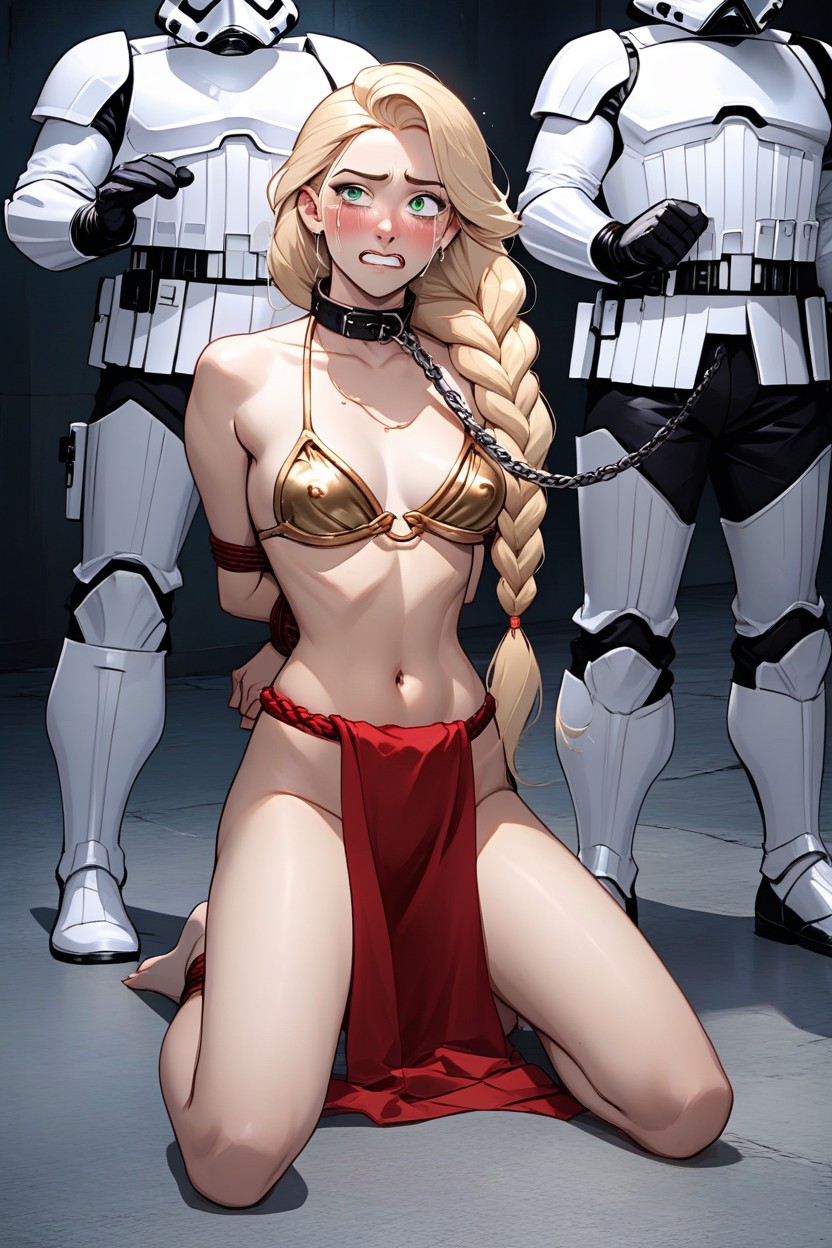 Green Eyes, Kneeling, Tears AI Porn