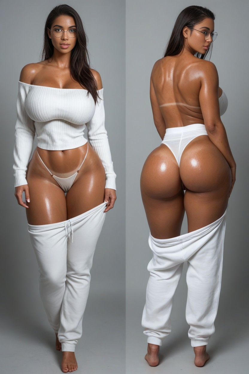 Ash Hair, Arched Back, White Thong Visible AI Porn