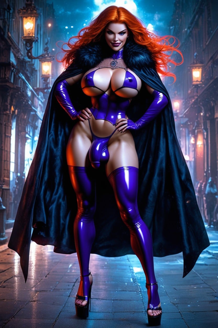 Super Waist, Purple Latex Thong, Flequillo Porno shemale IA
