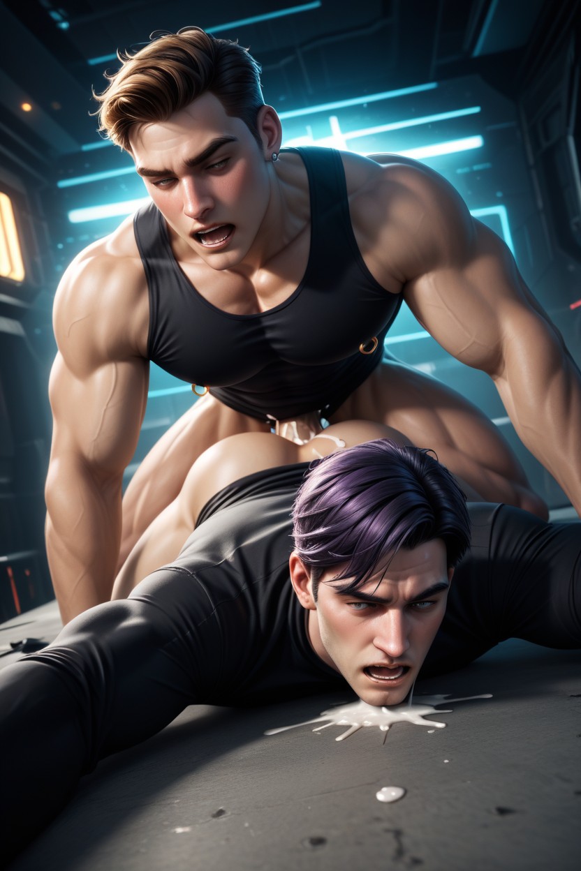 Over-the-shoulder, Side, 2 People AI Gay Porn