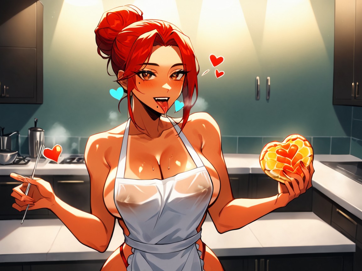 Tan Lines, Red Hair, Kitchen Latina AI Porn