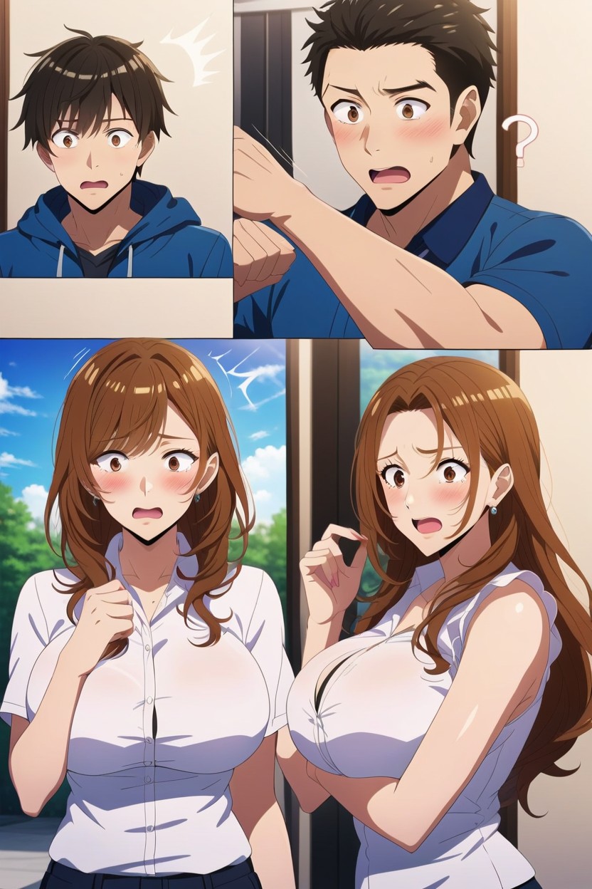 Embarrassed , Large Breast, Confused Face AI Porn