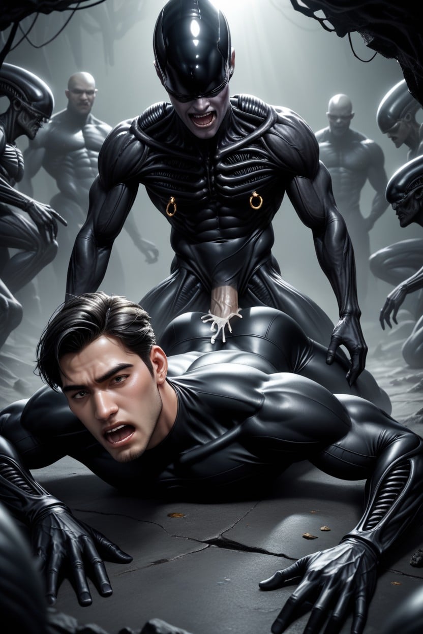 Gold Nipple Rings, Dripping Slime, With Glistening Organic Walls AI Gay Porn
