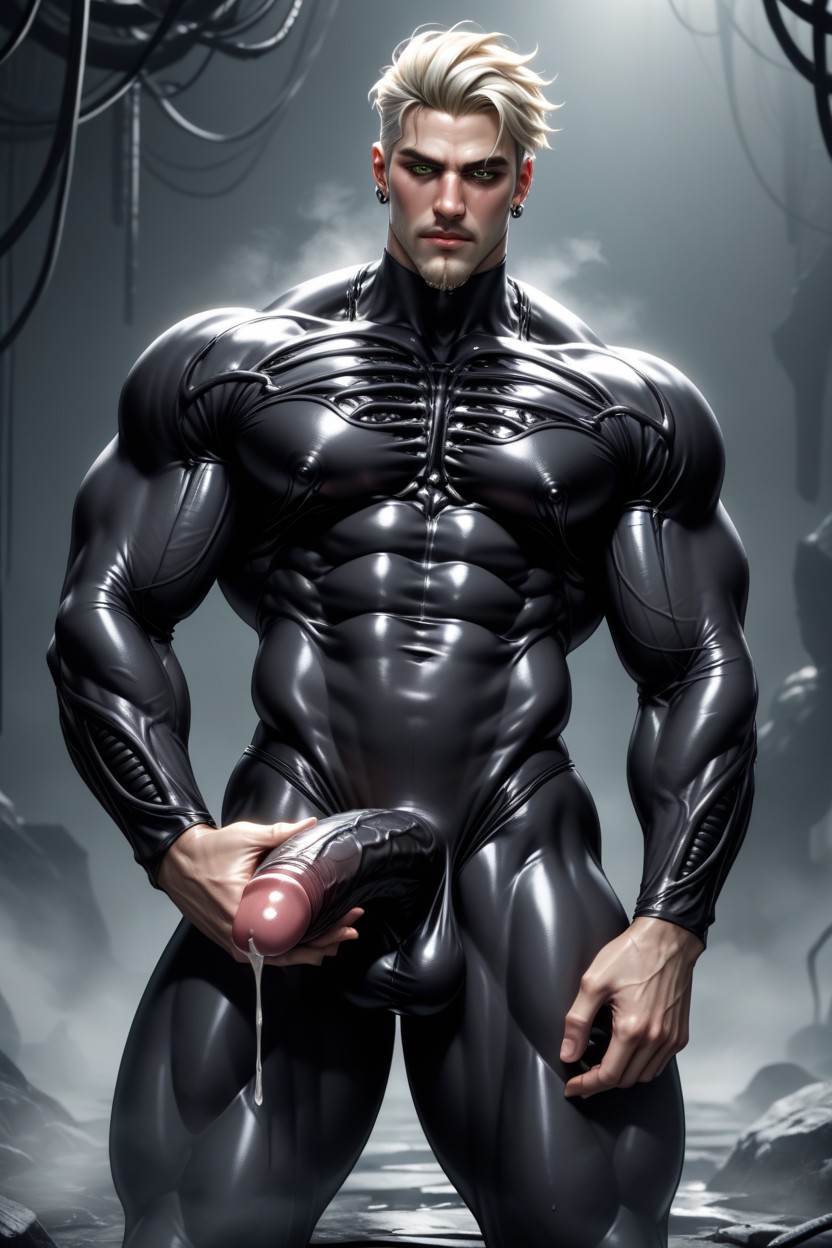 Dim Green And Blue Glows, Massive Ass, Wearing A Tight AI Gay Porn