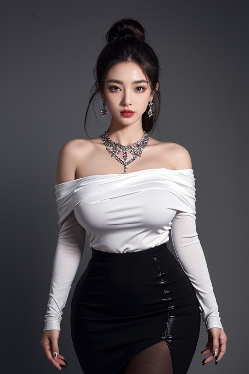S, Strong Cinematic Light, Shiny White Skin Asian AI Porn