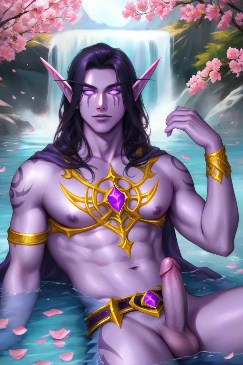 Laying In Water, Golden Bracelets On Legs, Male Only AI Gay Porn
