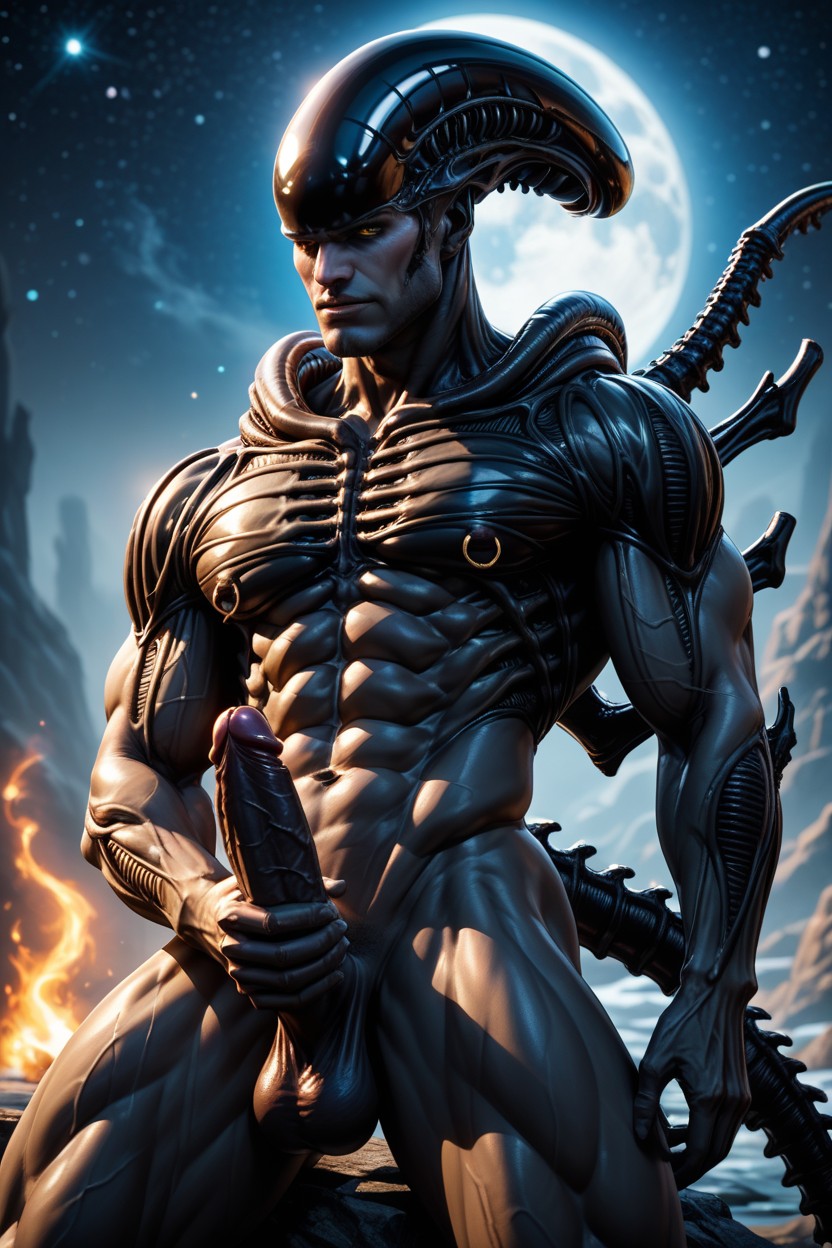 Helmetless, Outside, Queen Xenomorph Tail AI Gay Porn