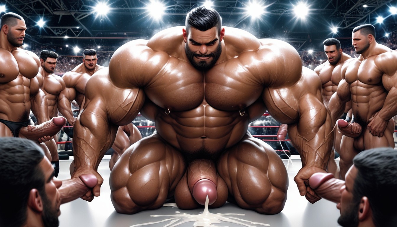 Black Hair, Extra Large Butt, Shiny Tight Fitting Wrestling Singlet AI Gay Porn