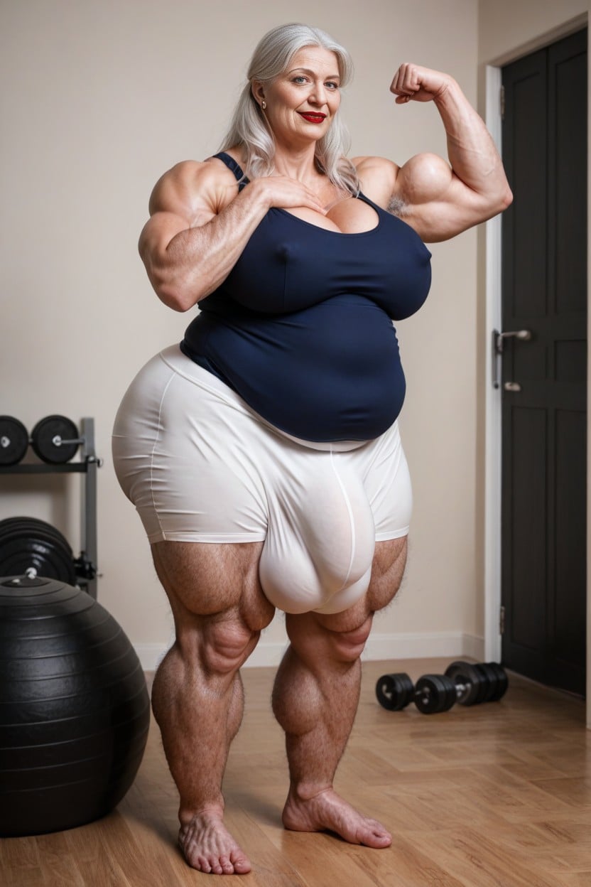 Hair Down, Obese, Grandma Way Taller Than AI Porn