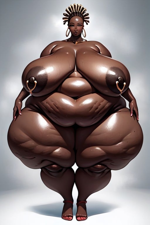 Super Super Obese Ssbbw, African Ethnicity, Steatopygous Buttocks With Fat Rolls Their Round BBW AI Porn