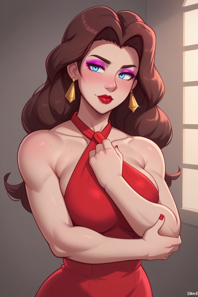 Arching Eyebrows, City, Fair Skin Hentai AI Porn