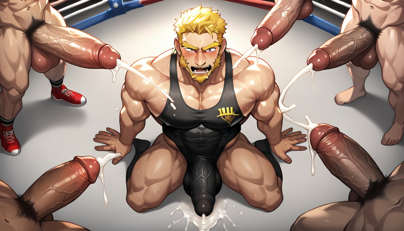 Legs Spread, Hyper Thick Cum, Top Down AI Gay Porn