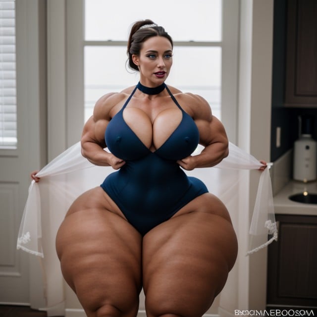 Extremely Hourglass Figure, Eight Feet Tall, Extremely Long Hair AI Porn
