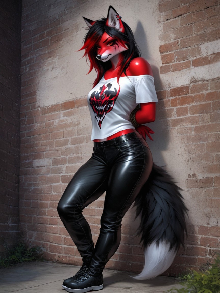Rounded Ass, Full Body, Beautiful Red Eyes Furry AI Porn