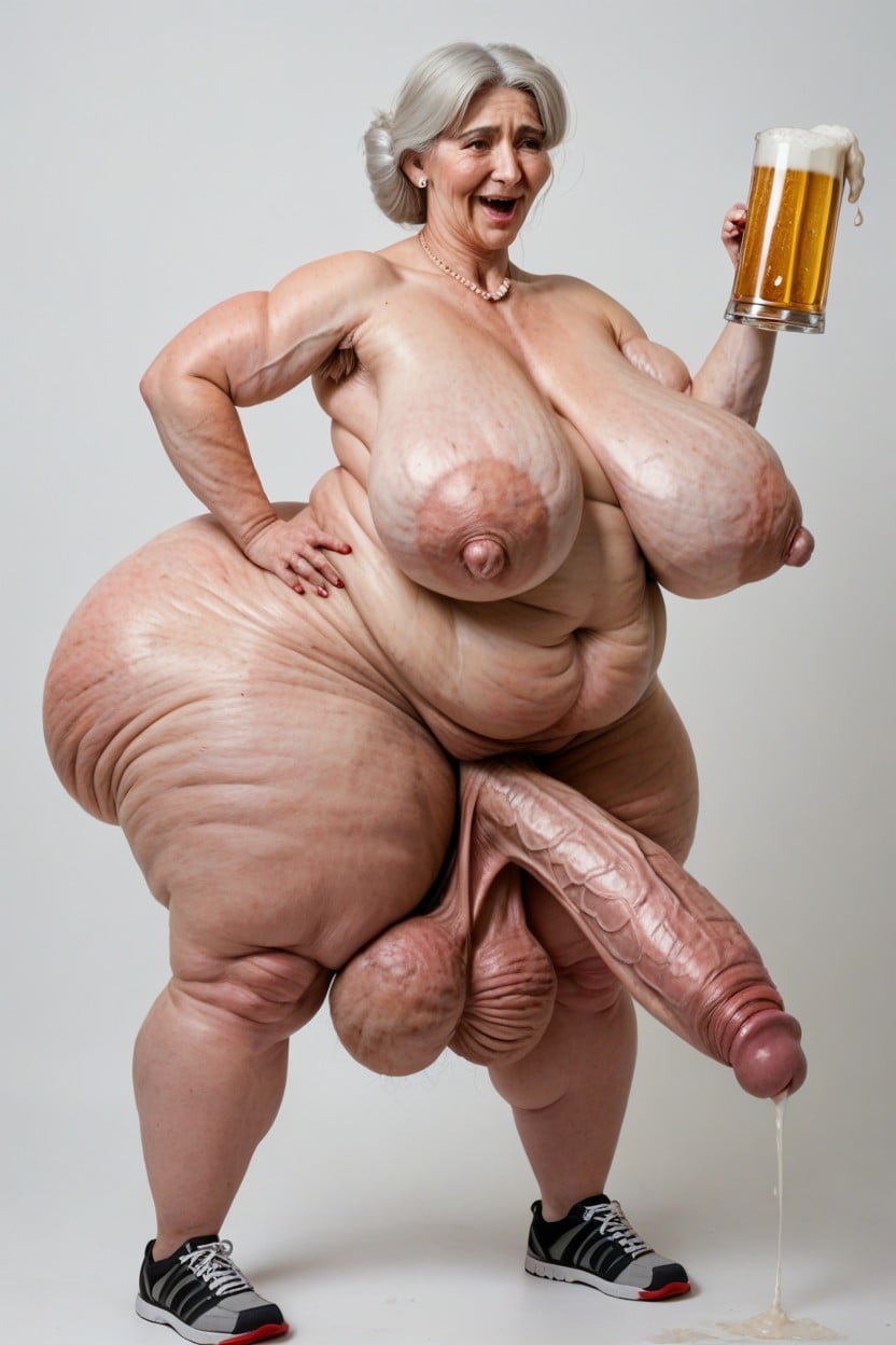 White Hair, Belly Expansion, Big Curves Porno IA transsexuelle