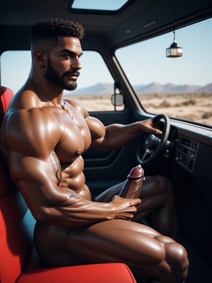 Dark Skinned Black Man, Penis Up, African AI Gay Porn