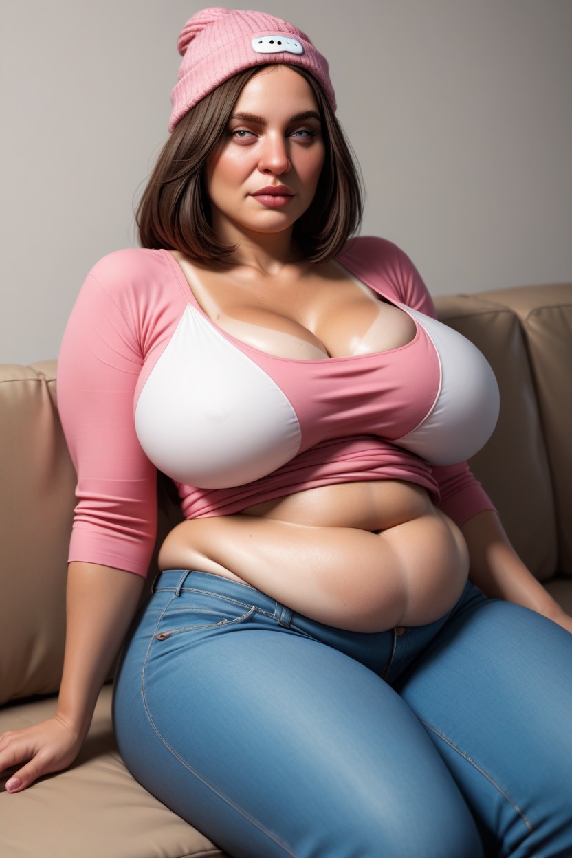 Mole On Cheek, Exhausted, Enormous Fat Tits AI Porn