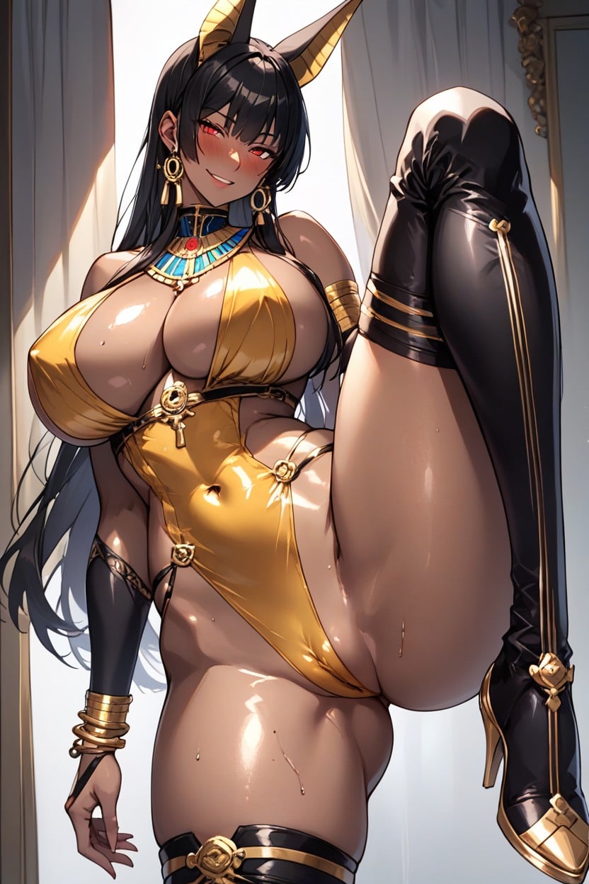 18+, Black Thigh High Boots, Horny Hentai AI Porn