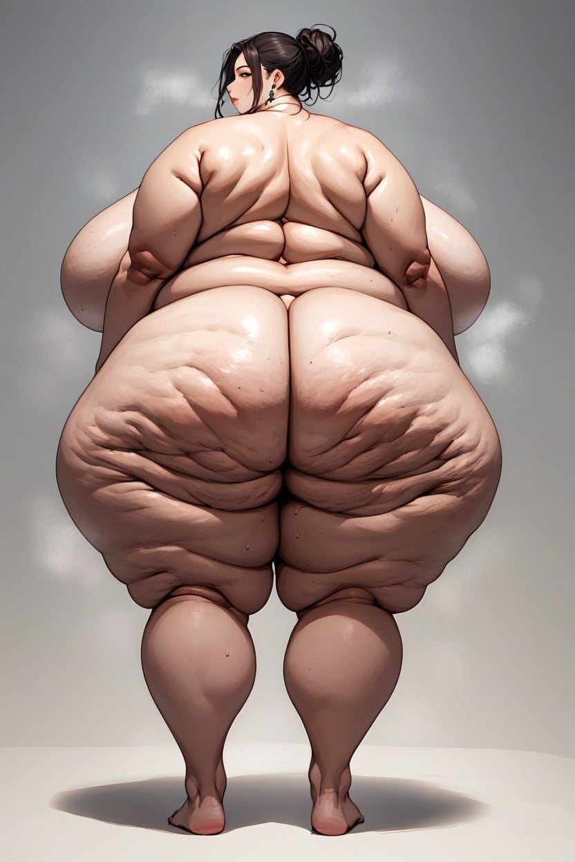 Fat Rolls On Body Sides, Lower Part Of Her Belly Is Touching The Floor, Normal Size Thighs And Legs Porno BBW IA
