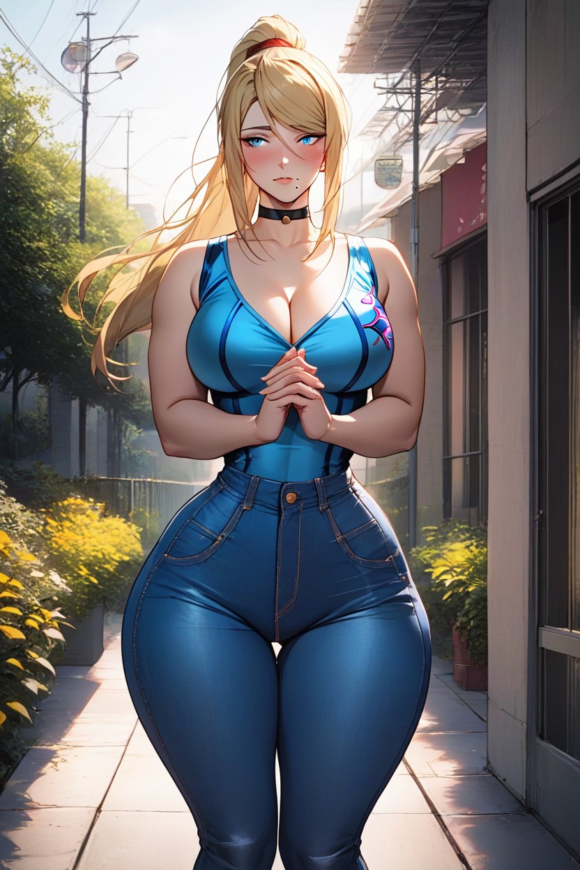 Shy Smile, Long Legs, Sad Expression AI Porn