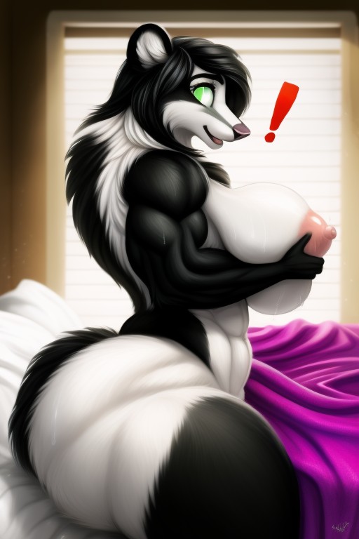 Cama, Sudada, Desnuda Furry IA